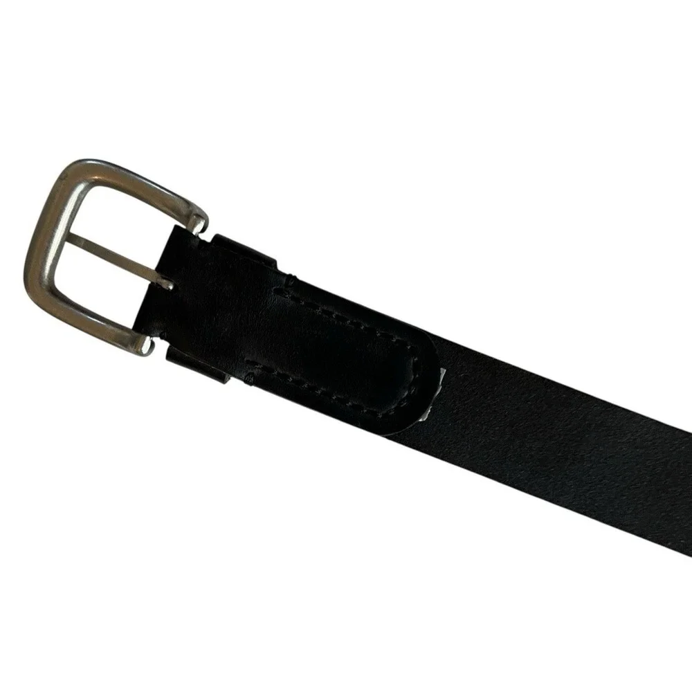 Columbia Men's Size‎ 44 / 110 Black Belt Genuine Leather Silver Buckle